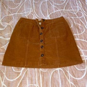 Burnt orange corduroy button up skirt